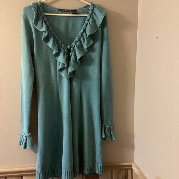 Heather B Sweaters | Heather B Teal Blue Knit  Long Cardigan/Sweater - size S - Picture 2 of 16